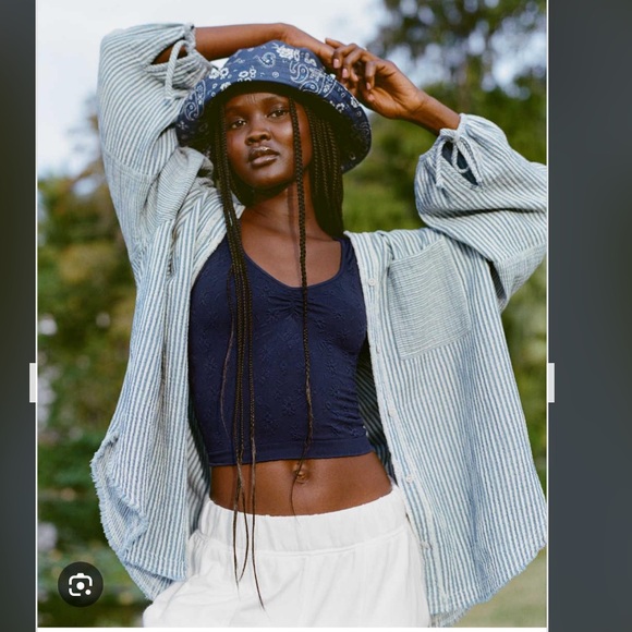 Aerie American Eagle Daybreak Coverup Shirt oversize Marbled Blue 16 18 XL - Picture 16 of 16